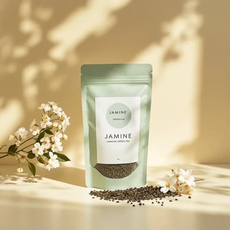 半个山头春茶，米白纸包里散落的明前绿茶